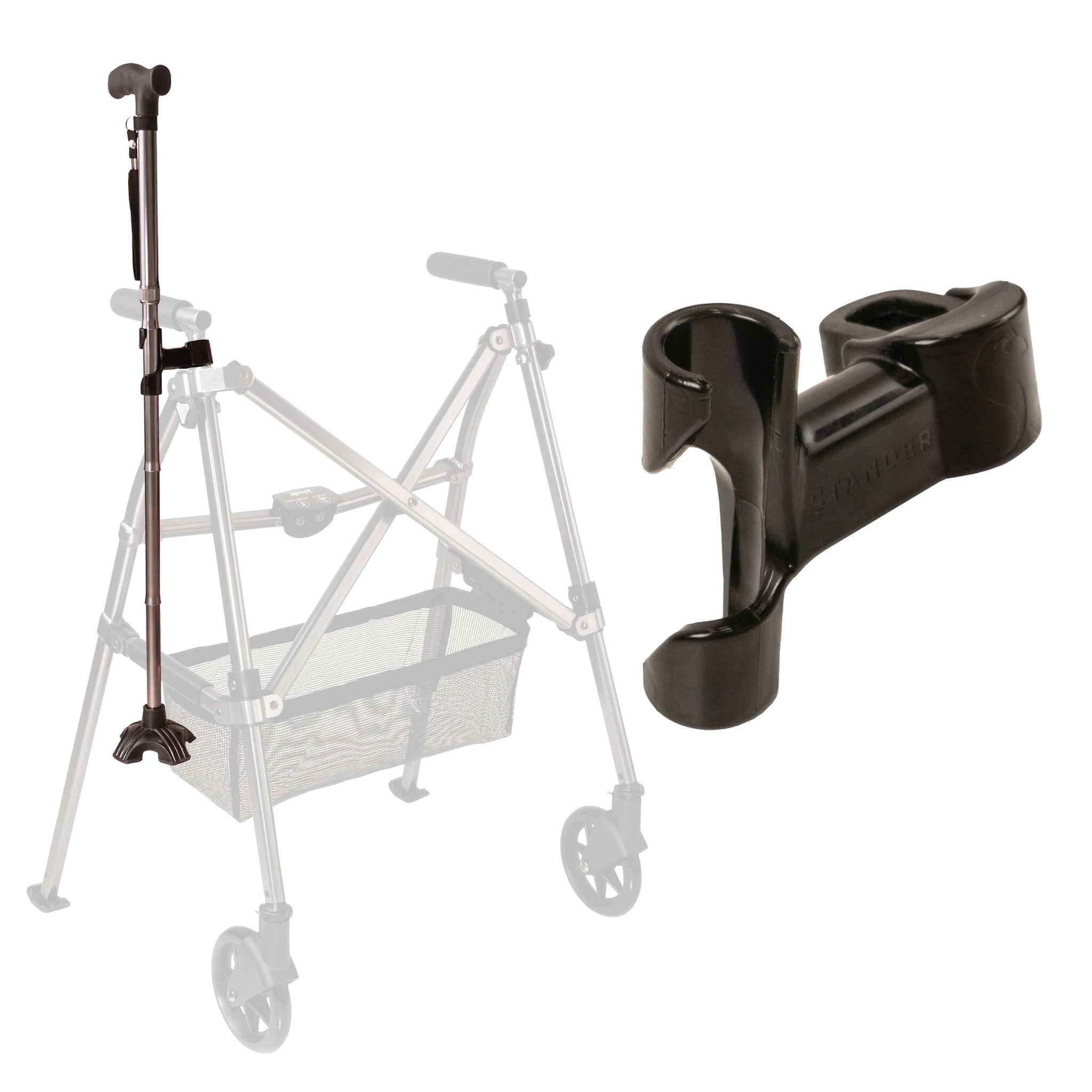 Walker-Rollator Cane Holder Accessory
