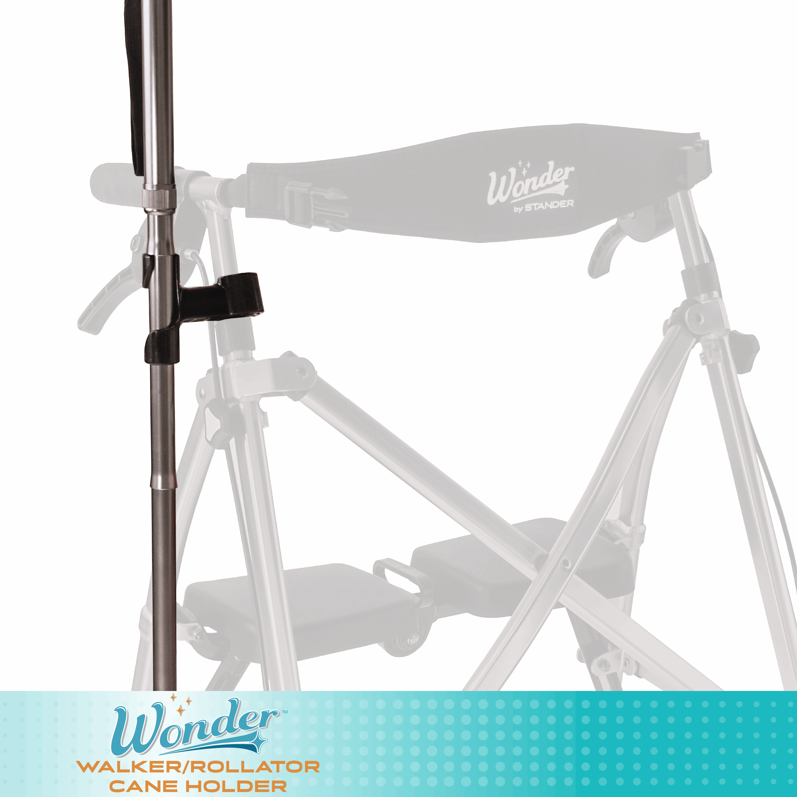Walker-Rollator Cane Holder Accessory