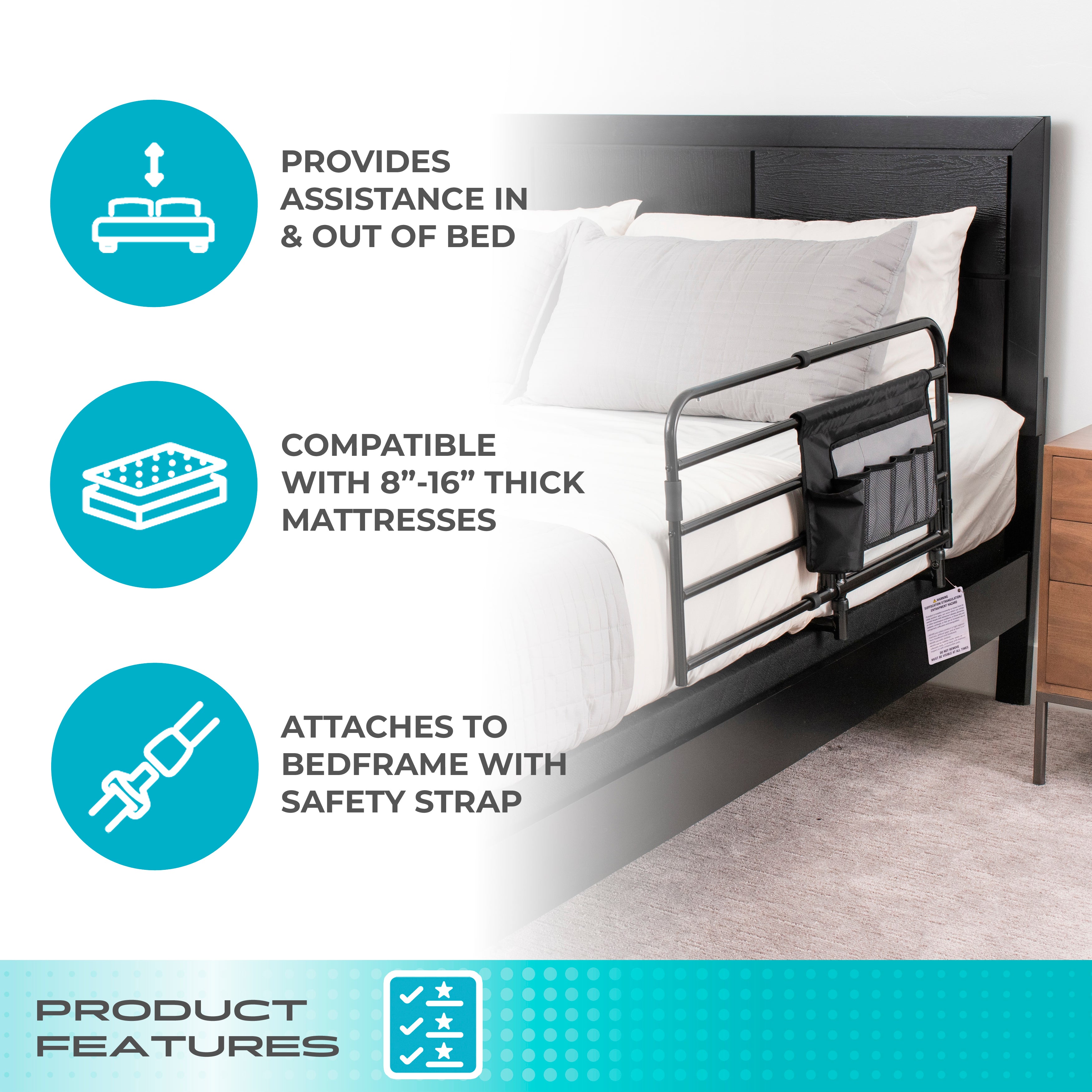 Wonder Pivot Bed Rail - Tall