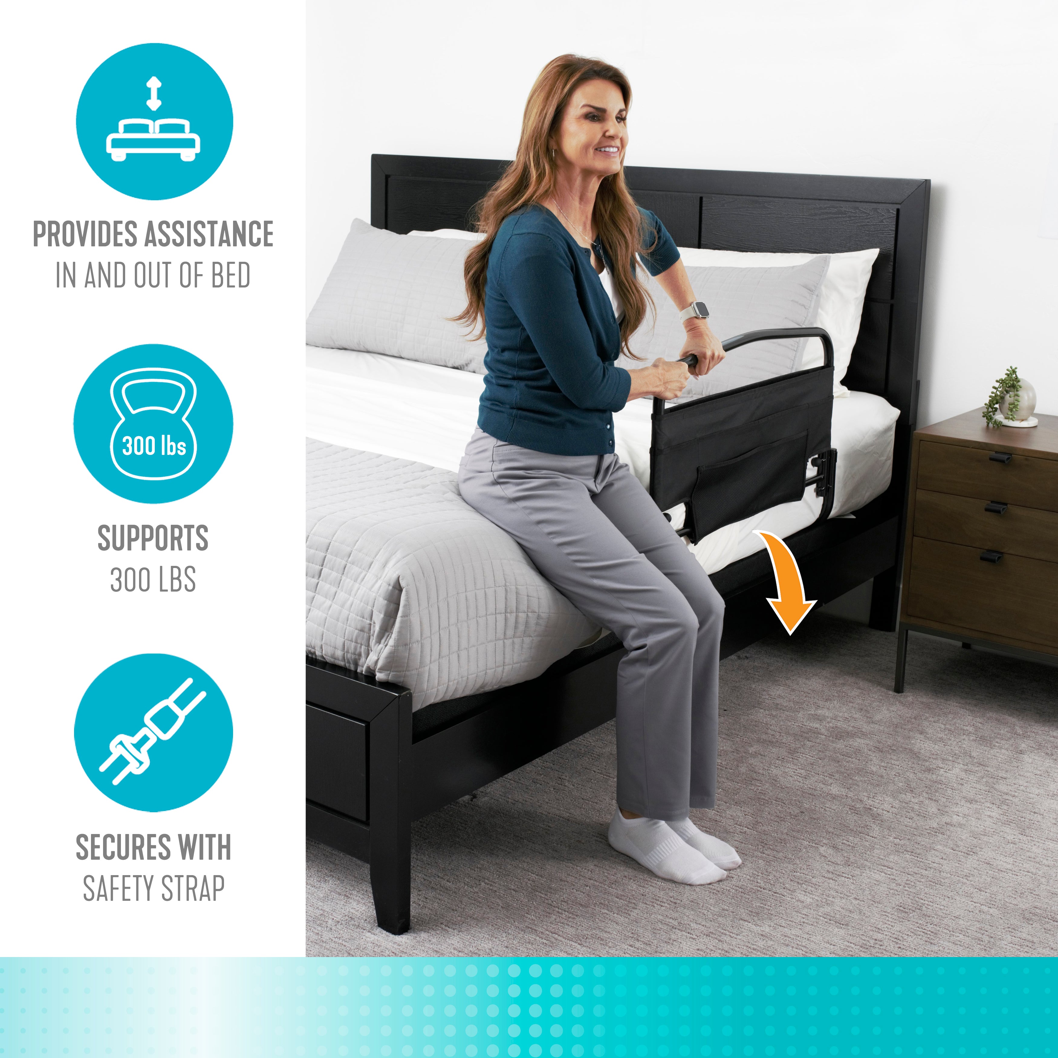 Barrière de sécurité de lit de 30 pouces et pochette rembourrée