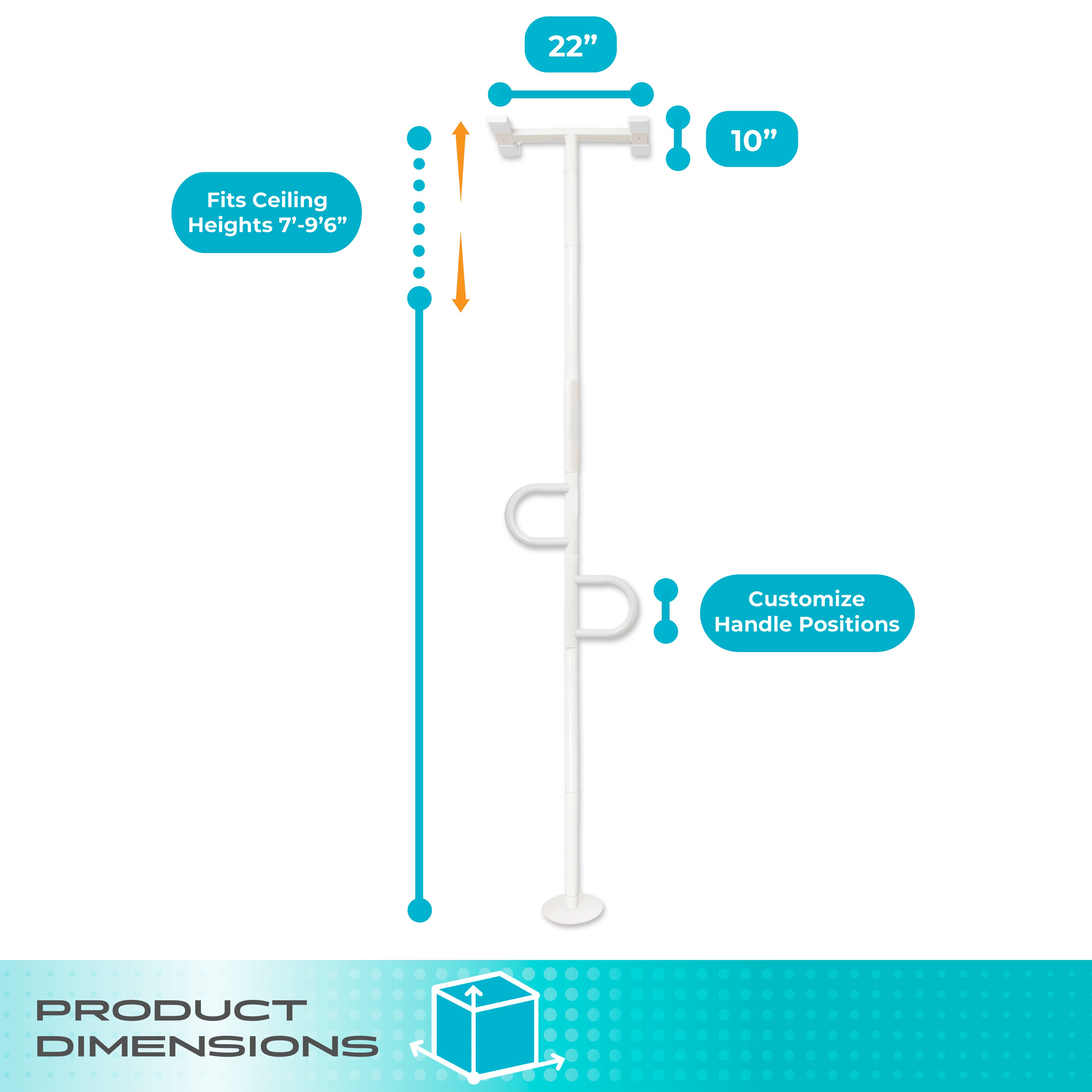 Double Handle Floor to Ceiling Grab Bar