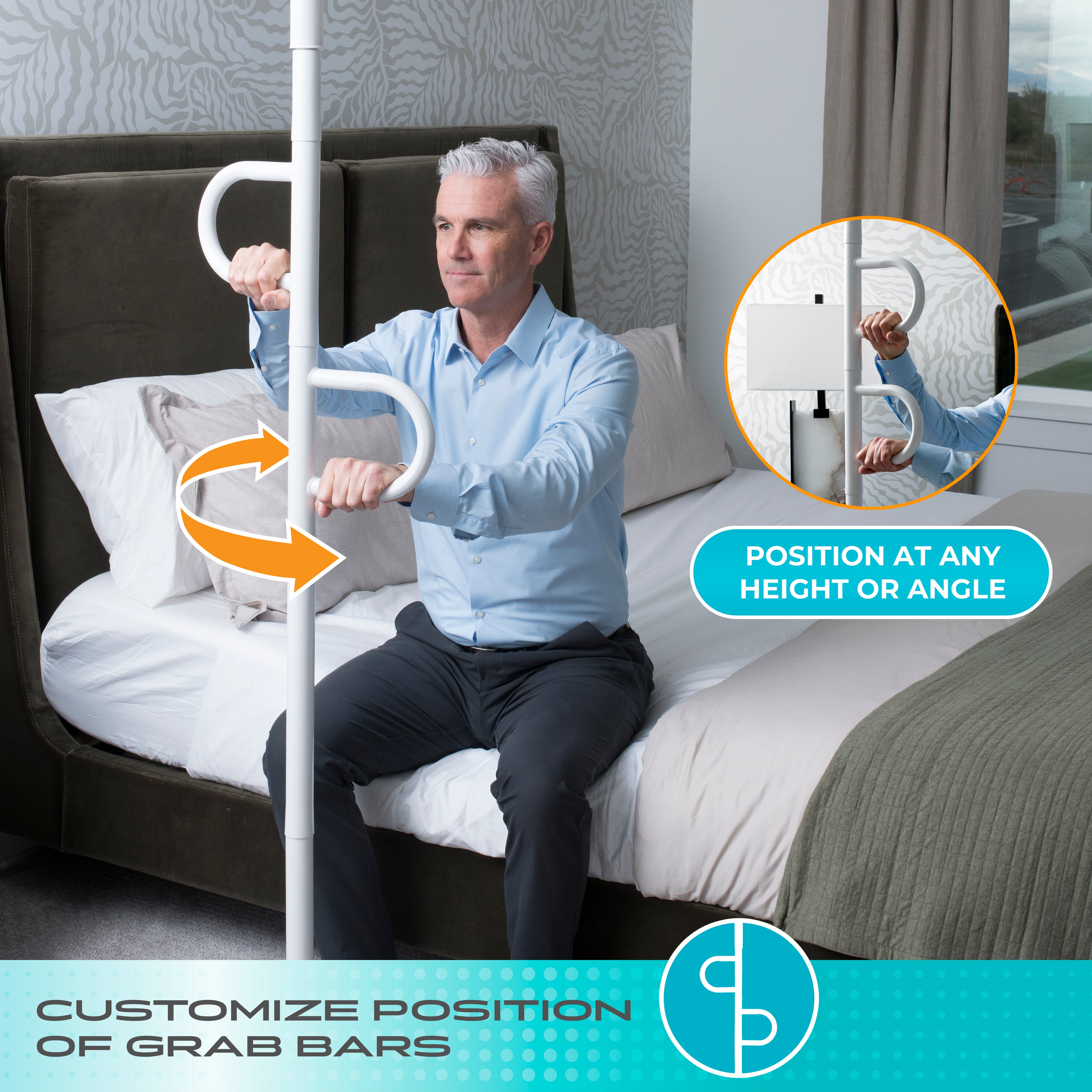 Double Handle Floor to Ceiling Grab Bar