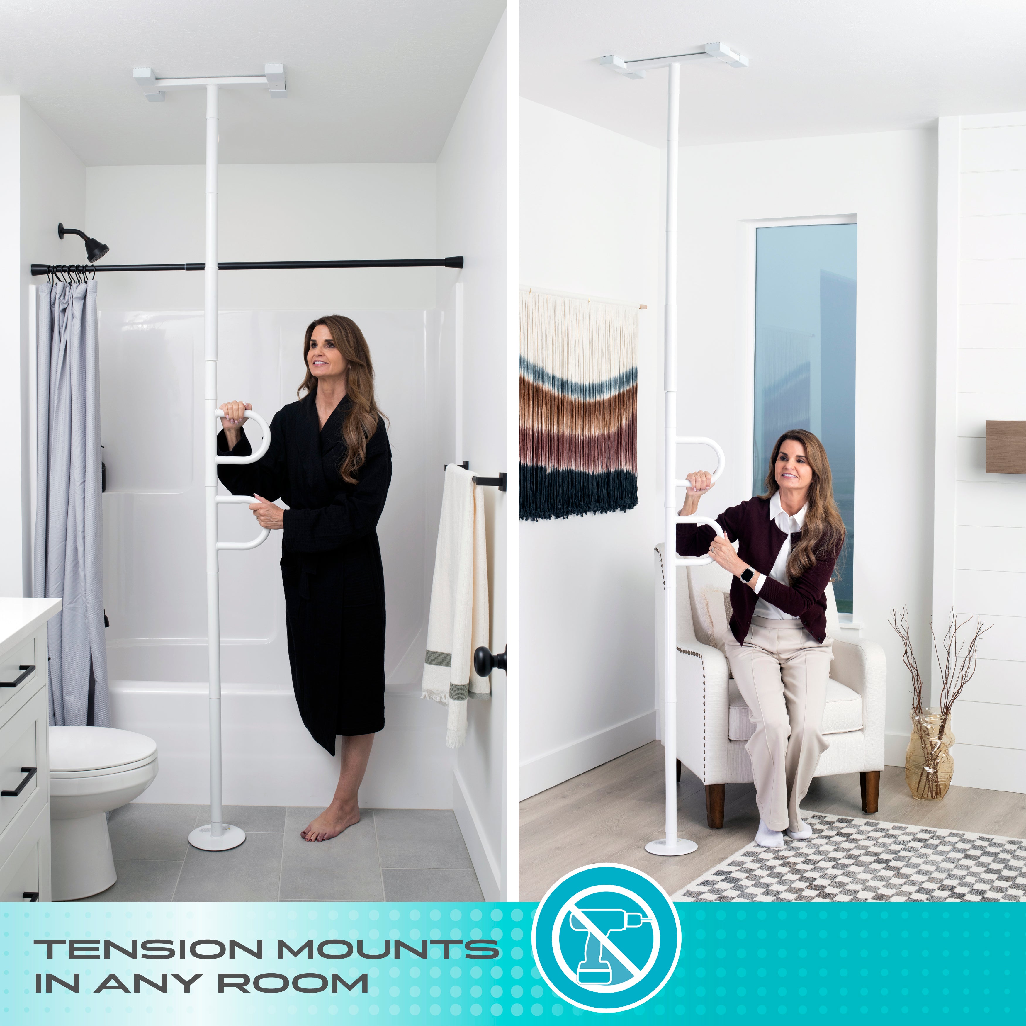 Double Handle Floor to Ceiling Grab Bar