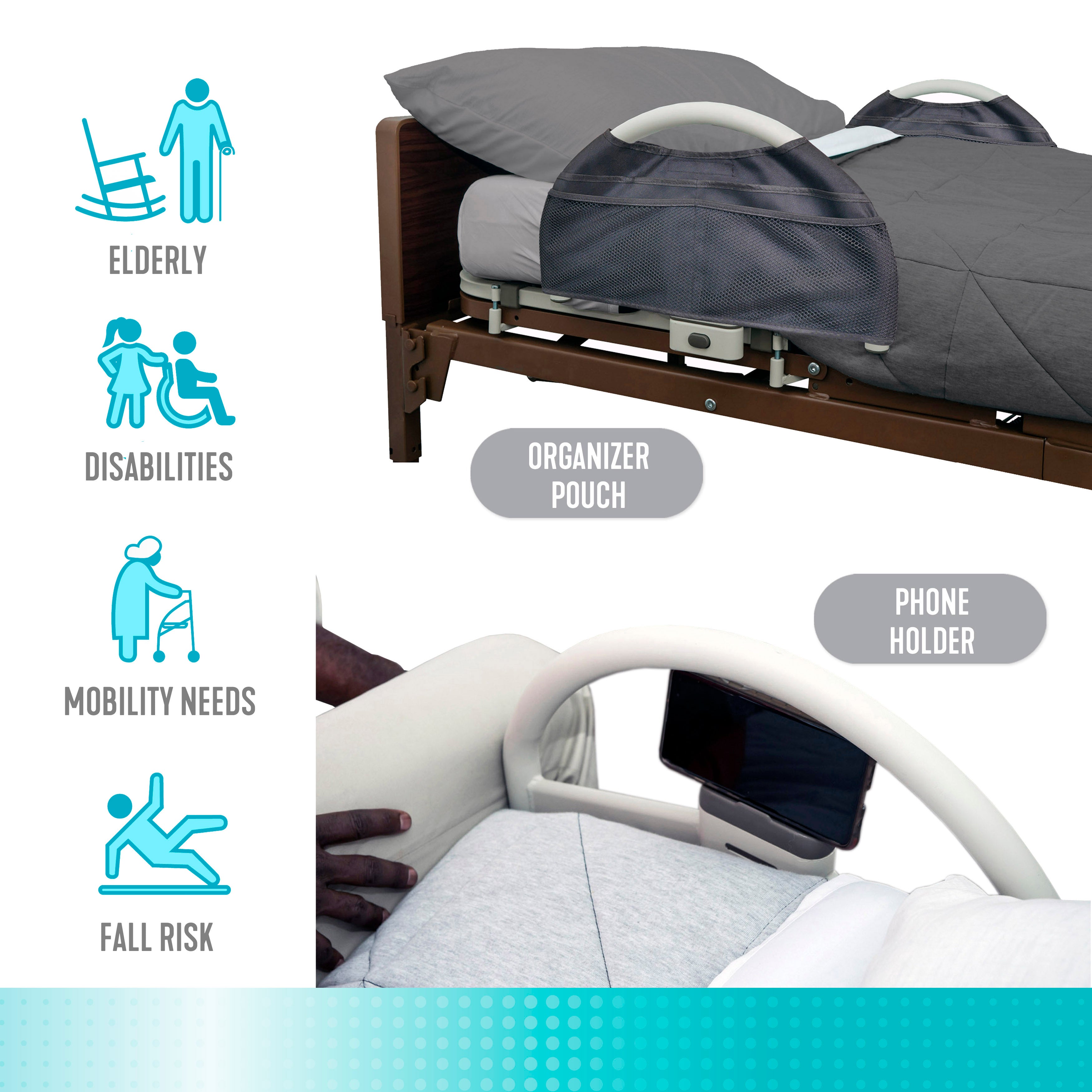 Asa de cama EZ Click LTC - Juego de 2