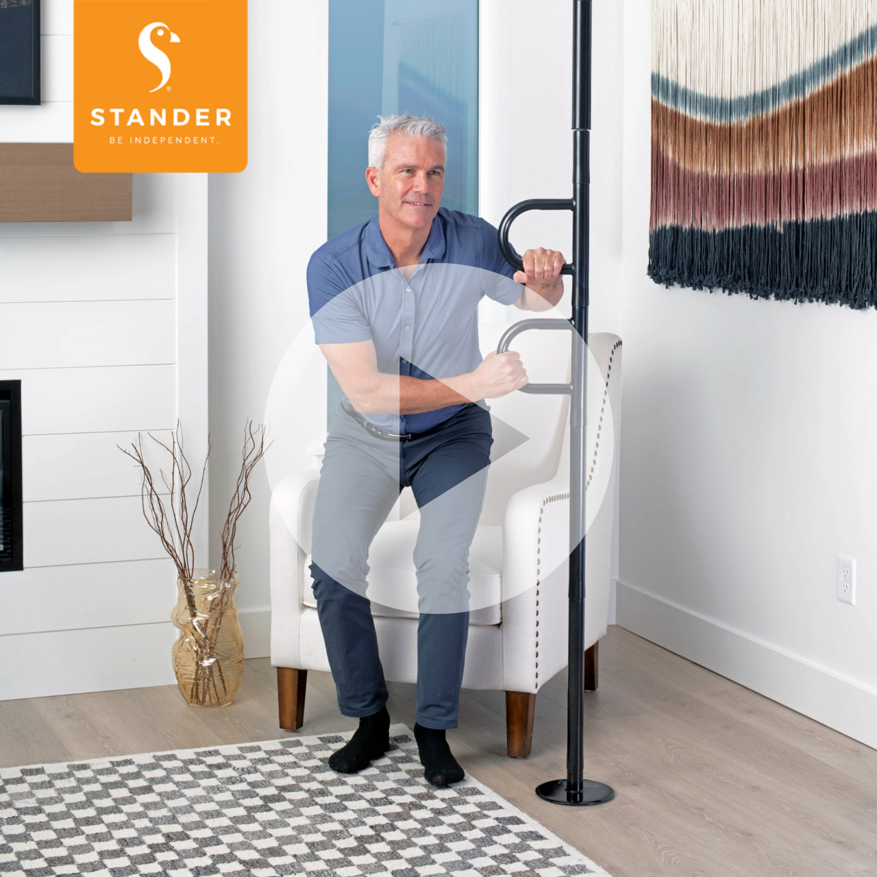 Double Handle Floor to Ceiling Grab Bar