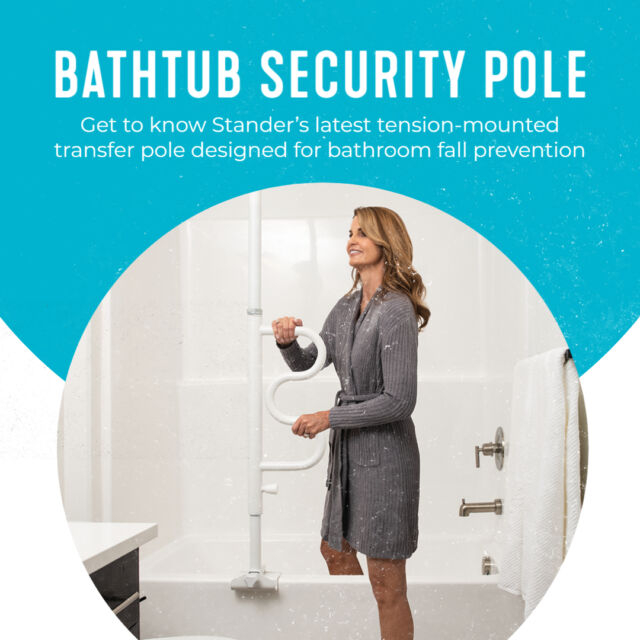 Bathtub Security Pole & Curve Grab Bar - Senior Bath Safety